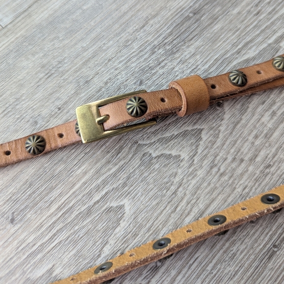 SKINNY LEATHER BELT studded M - Picture 2 of 3